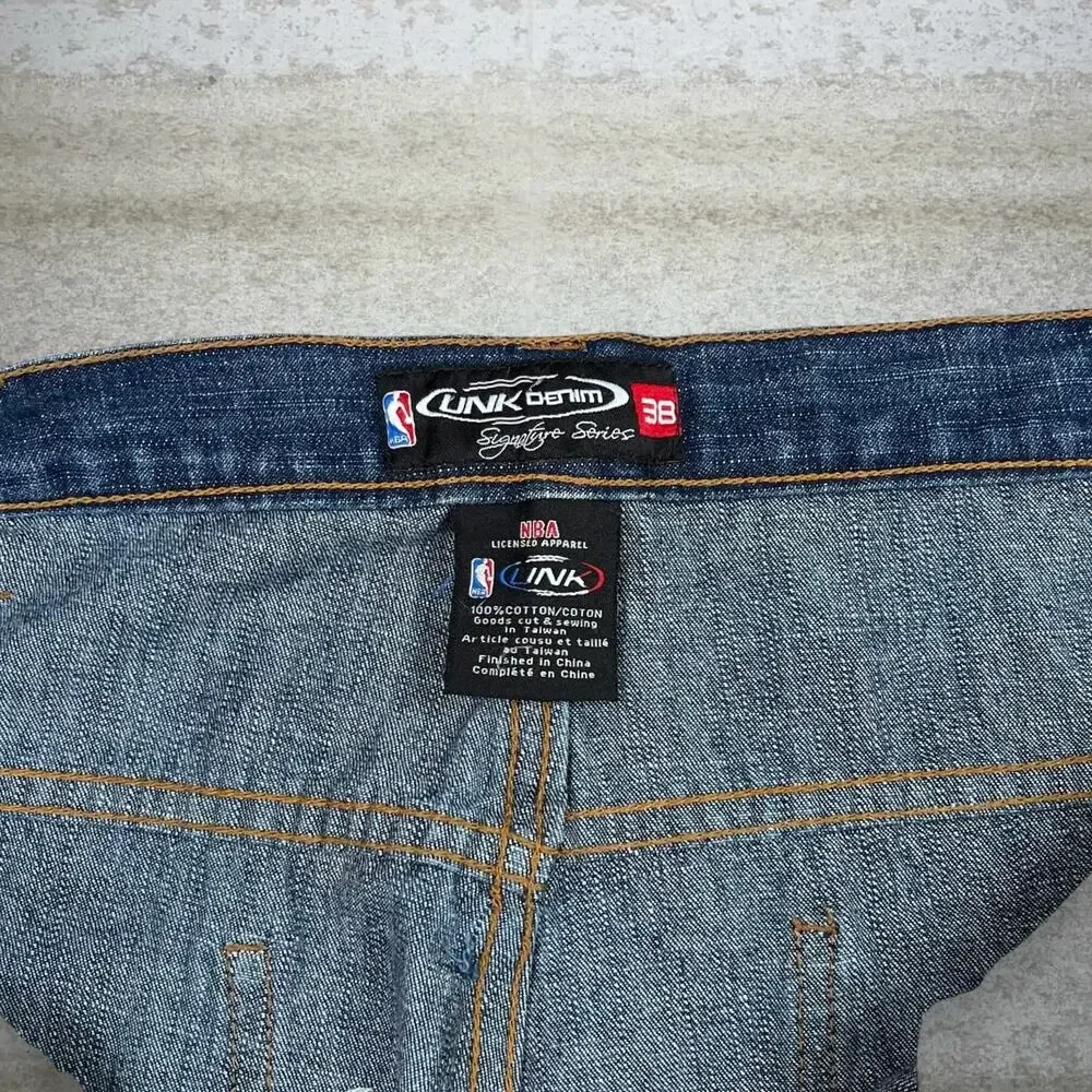 Vintage Y2K Skate Jeans 36x32 Baggy Wide Leg Medium Wash Leg Lebron Cavaliers - Picture 5 of 5